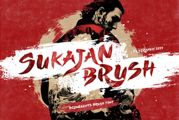 Sukajan Brush: A Bold Script Font for Handmade Branding and Product Design